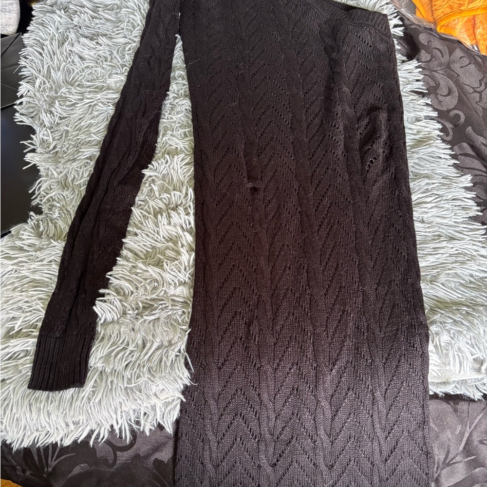 Revamped Black Off-the-Shoulder Sweater with Cable Knit Design